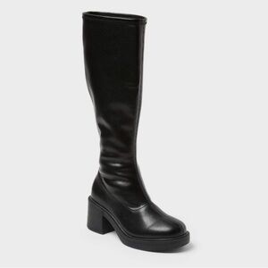 Black Heeled Knee-High Boots
